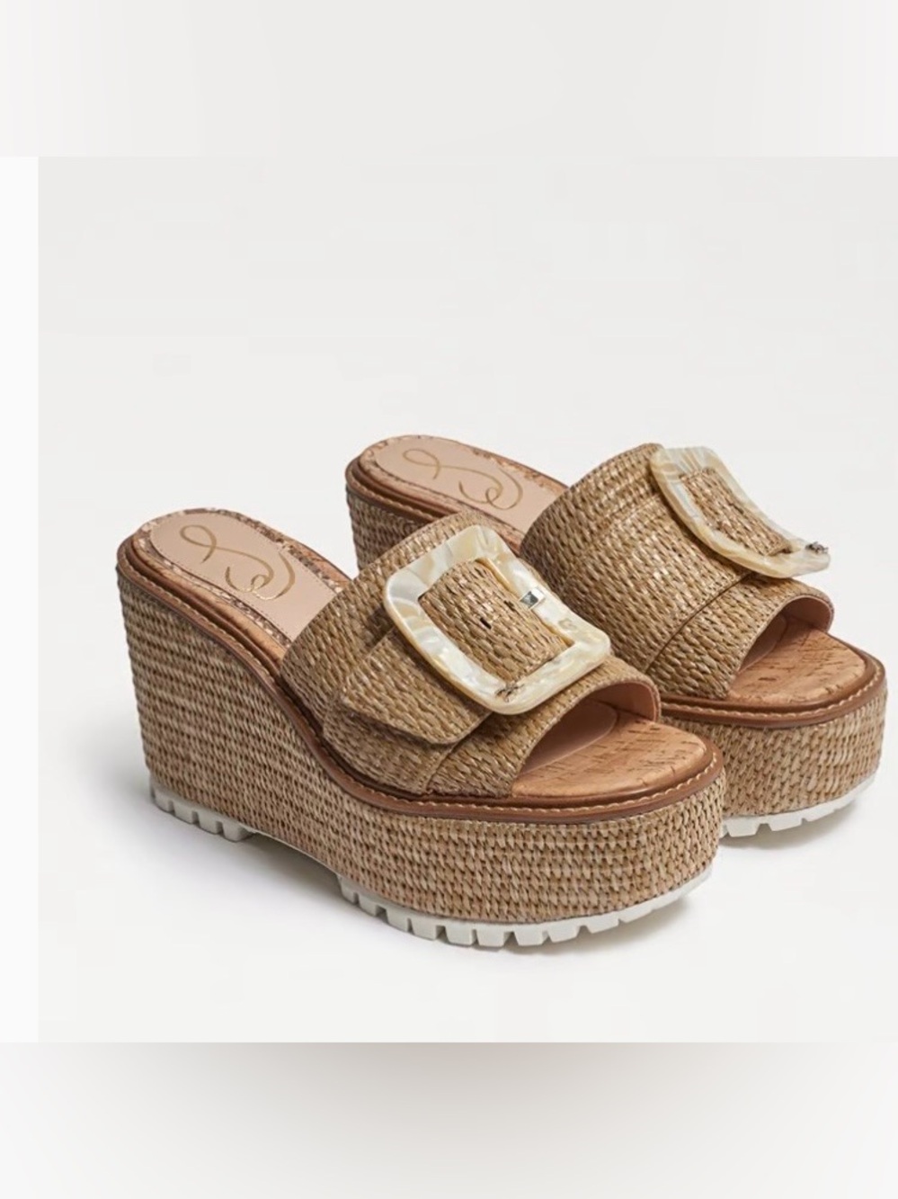 Sam Edelman Livi Natural Raffia Espadrille Platform Wedge Sandal US 9⁠